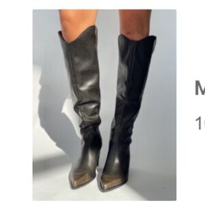 Black Leather Knee-High Boots